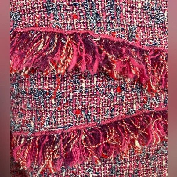Worth NewYork Multicolored Pink Tweed Fully Lined Sheath Dress w/Fringe (Size 6) - Picture 9 of 11